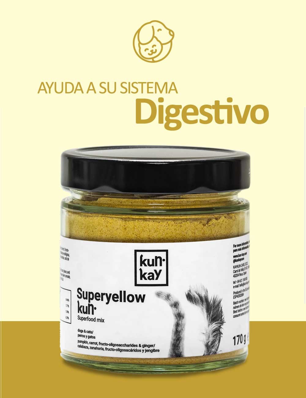 SUPLEMENTO SUPERYELLOWKUN PERROS Y GATOS - Ayuda al sistema digestivo GUAU AND CAT - 1