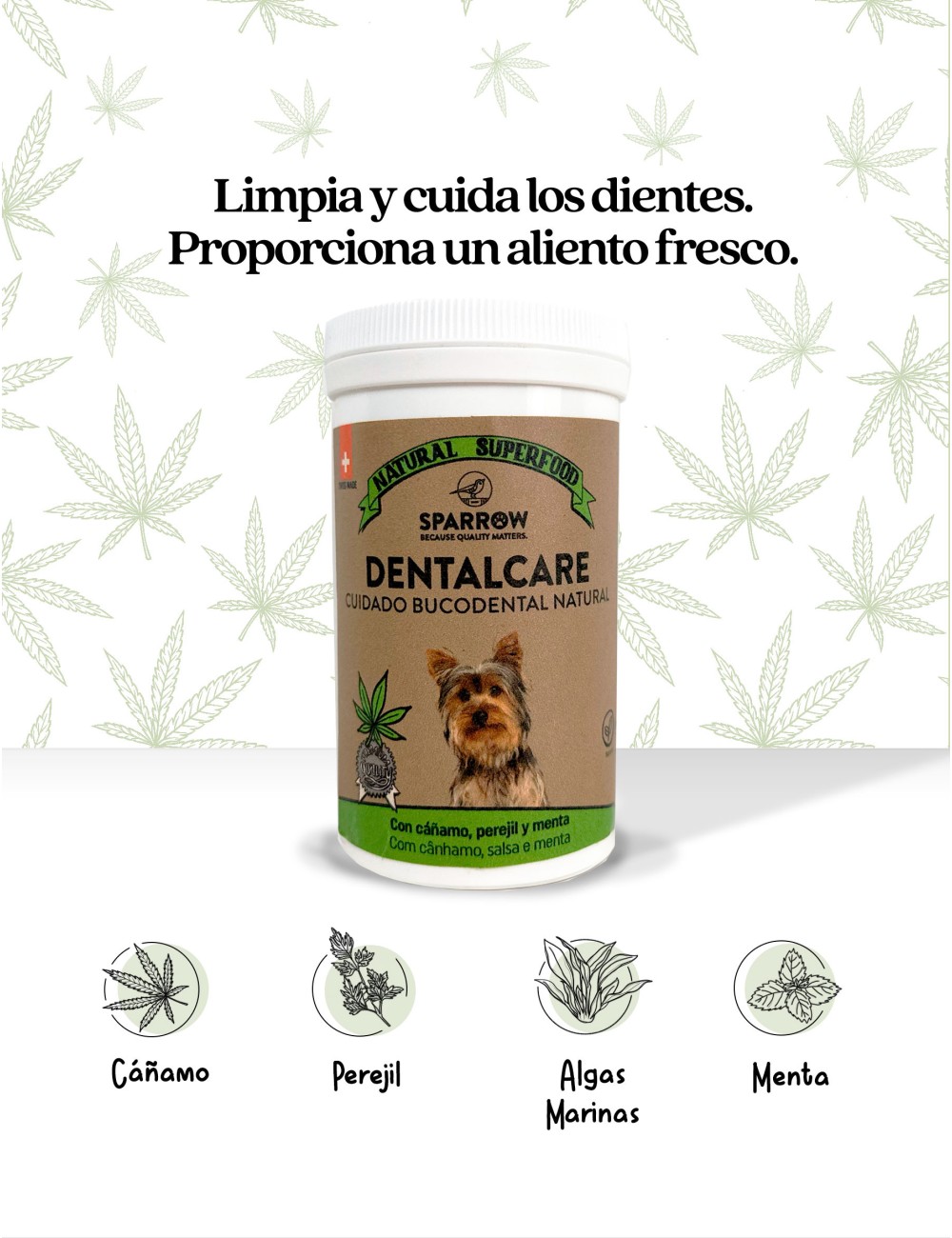 SPARROW MEZCLA DE HIERBA PARA PERROS CUIDADO DENTAL 100GR GUAU AND CAT - 1