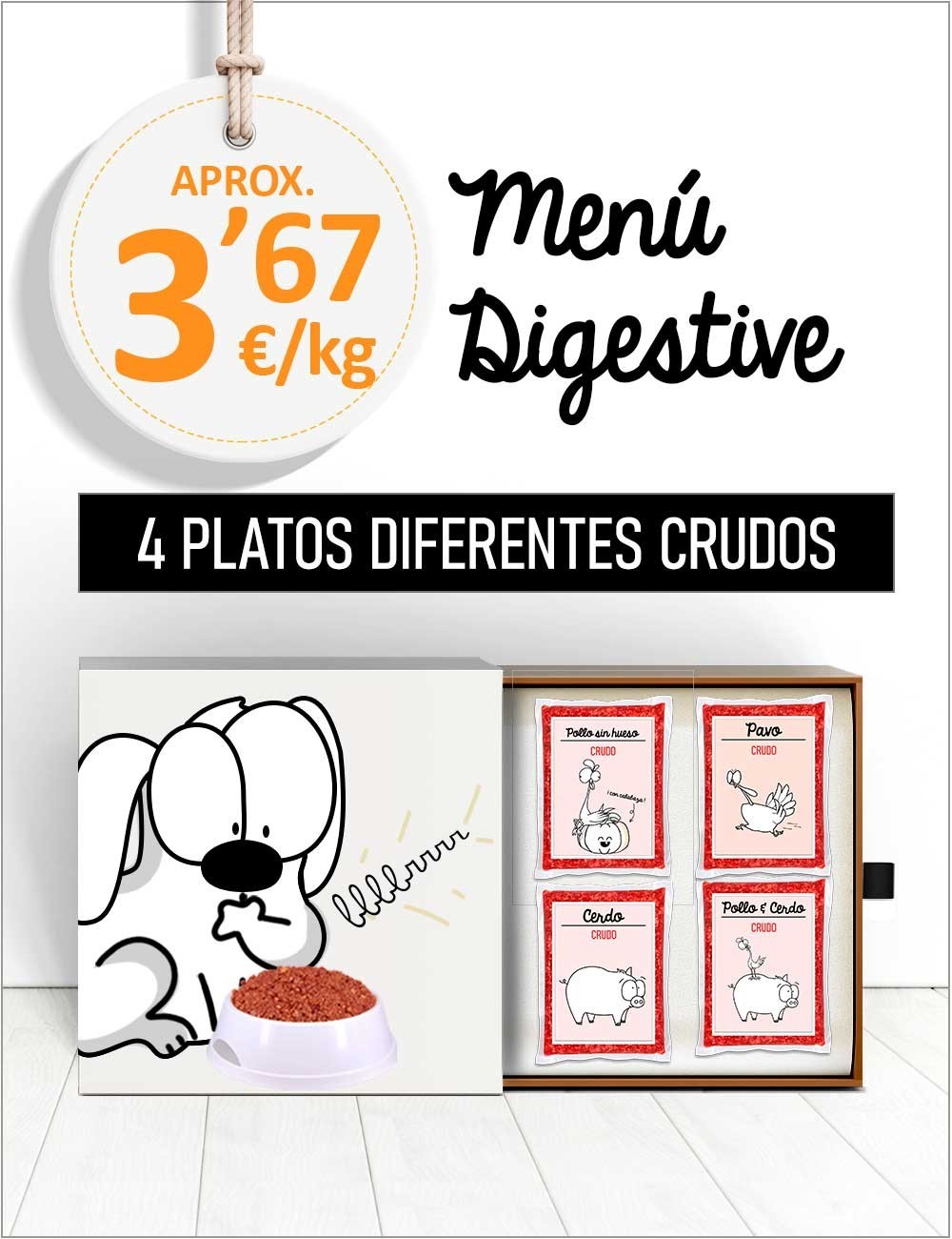 Menú Problemas Digestivos CRUDO de 5 a 40kg